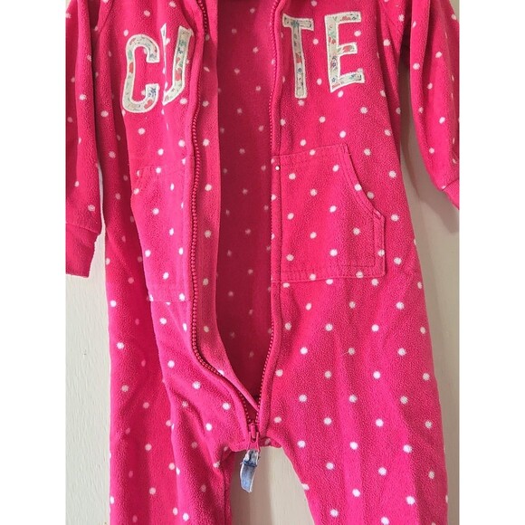 Carter's Toddler 18 Month Pink Footless Hooded Fleece  Zip One Piece Pajamas PJs - Picture 4 of 8